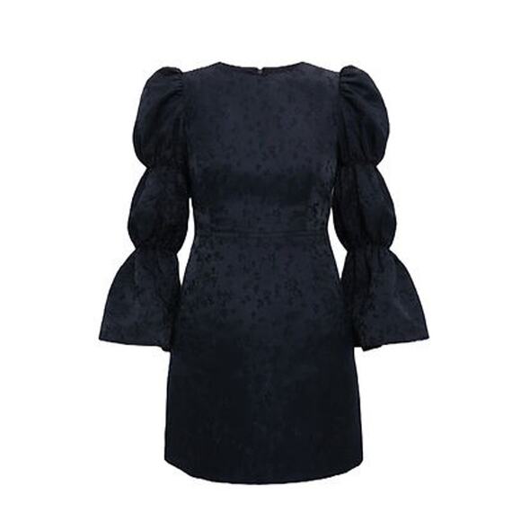 HYACINTH HOUSE Black Jacquard Puff Sleeve Darcy Mini Dress Size M NWT - Picture 8 of 8